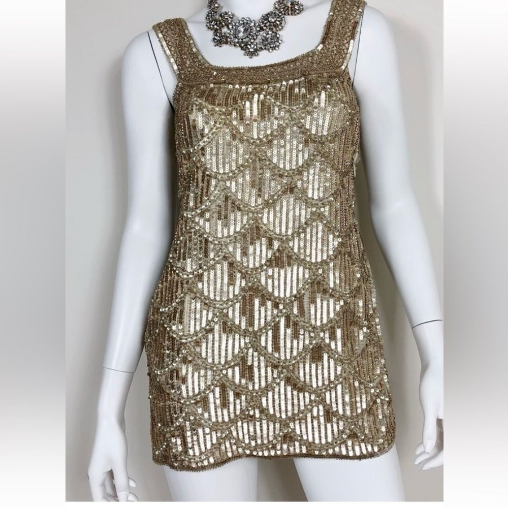 Arden B Gold Sequined Mini Dress